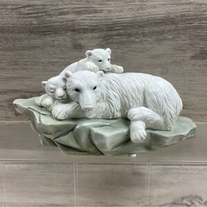 Polar Bear Mom And Cubs Resting Sleeping Figurine Endangered Species